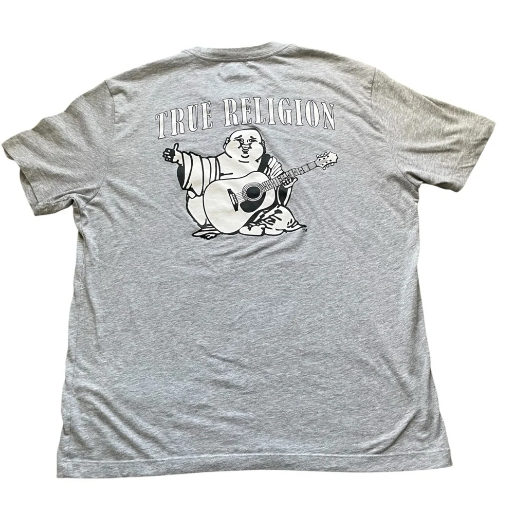 True Religion Light Gray‎ Buddha Short Sleeve T-shirt, XL